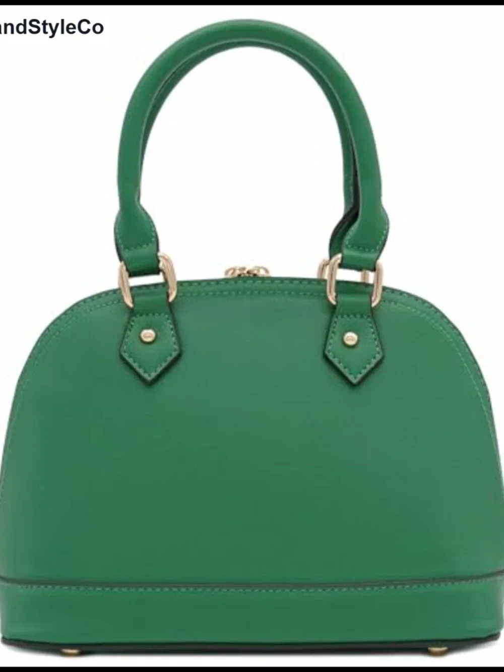 Faux Saffiano Leather Dome Satchel with Adjustable Strap